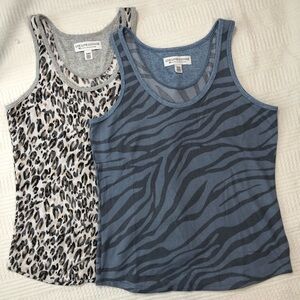 Live Love Lounge Neutral Animal Print Soft Pajama Tops Pair. Women’s XS